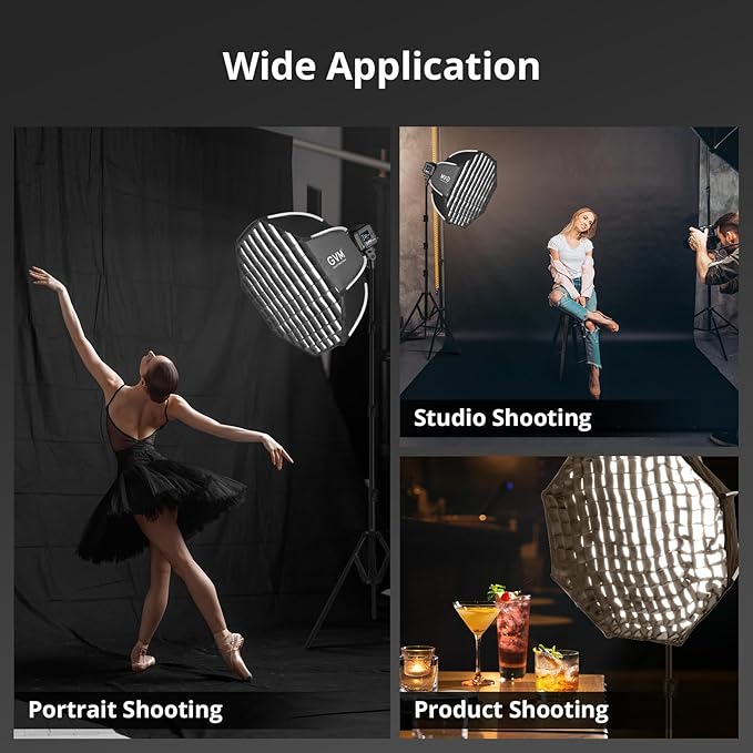 GVM 25.6inch/65cm Octagonal Softbox, Quick Release Bowens Mount Softbox with Diffusers/Honeycomb Grid/Carrying Bag, Light Dome Compatible with LED Video Light/Spotlight/Flash for Photography Studio