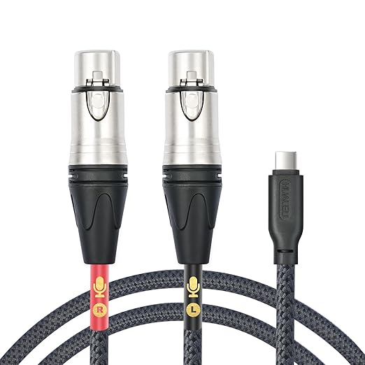 HUALUE 6.6FT Duplex XLR-Type USB-C Stereo Recording Cable, iPhone Mic Cable with USB-C to XLR Female for iPhone 15 & iPad