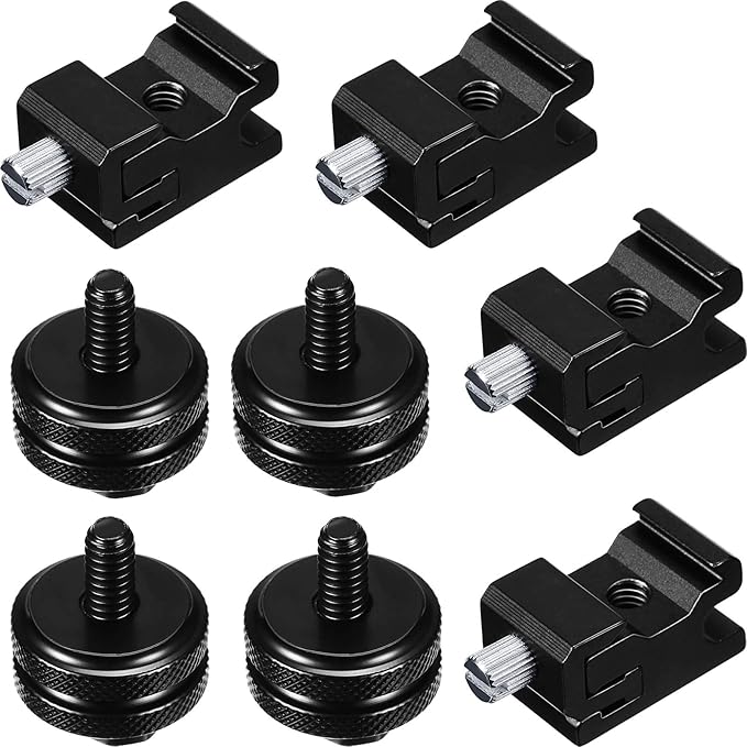 8 Pieces 1/4 Inch Cold Shoe Mount Adapter and Hot Shoe Flash Stand Adapter Kit for DSLR Camera Rig, Camera Flash Shoe Mounts for Tripod