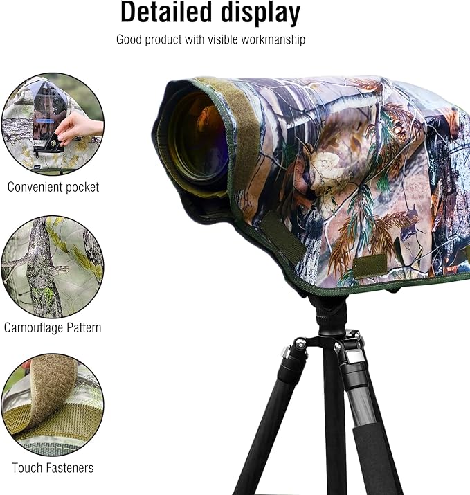 Camera Rain Cover with Openable Viewing Window & Strap Mountable Design,Waterproof Camera Raincoat Sleeve Protector (XXL)