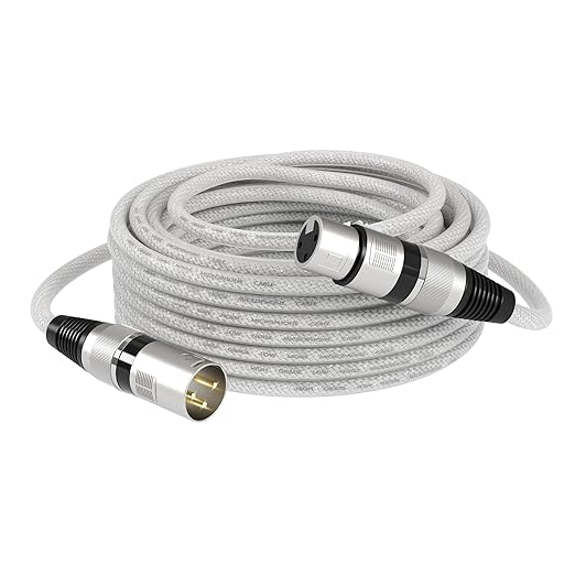 XLR Microphone Cable 25FT Male to Female Balanced Mic Cord with Oxygen-Free Copper 3-Pin XLR Connectors for Audio Mixer Studio Monitor PA System Microphone Podcast Recording