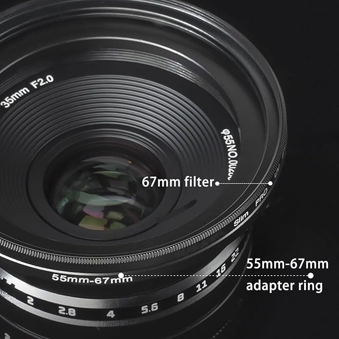 46mm Lens to 58mm Camera Lens Adapter 46mm to 58mm Step Up Ring Adapter Ring for All Brands of UV ND CPL, with Premium Lens Wiping Cloth 2 Pack (46mm-58mm)