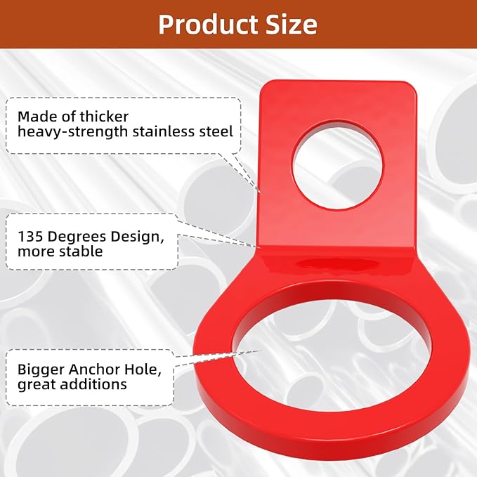 12 Pack Tie Down Strap Rings Tie-Down Anchors Hooks for Mounting in The Garage,Metal Tie Down Anchors Rings for Tiedown Attachment Points for Truck,Trailer,Camper (Red)