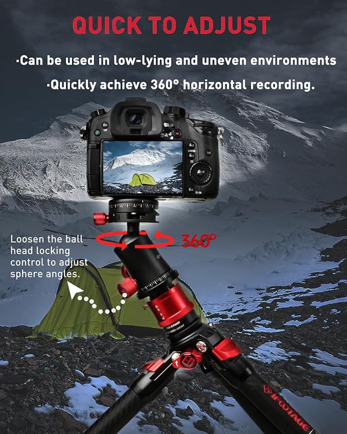 IFOOTAGE Komodo MP30 Ball Head,Metal 360° Rotating Ball Head with Panoramic Quick Release Plate, Compatible with Digital SLR（Load 22lbs）