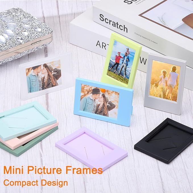 uxcell 5 Pcs Mini Picture Frames 2.4 x 3.6 Inch Rectangle Small Picture Photo Frame Holder for Tabletop Display Photos Paintings Landscape Posters Artwork, Grey