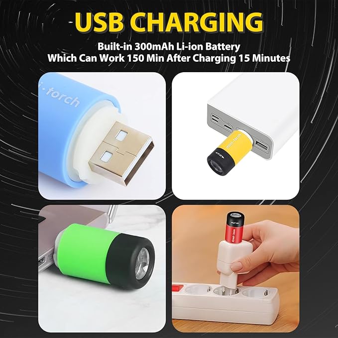 12-Pack Small Keychain Flashlights, LED Pocket Keychain Light with White Light, Waterproof USB Rechargeable Mini Flashlights in Bulk for Kids and Adults Emergency, Camping, Night Reading