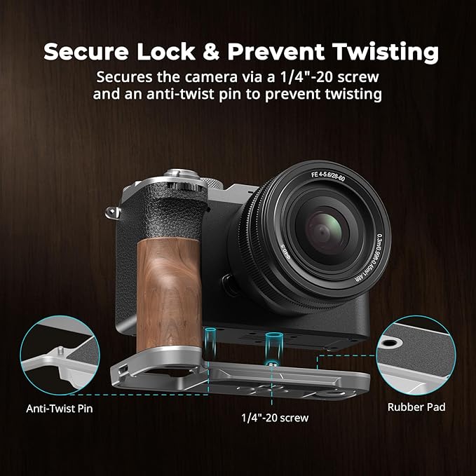 SmallRig A7C II / A7CR Handgrip L-Shape Grip for Sony Alpha 7C II/Alpha 7CR, Quick Release Plate for Arca, Lightweight Wooden Side Handle, for Quickly Switch on Tripods/Handheld Shooting - 4796B