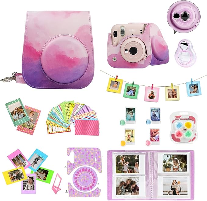 WOGOZAN Mini 11 Accessories for Fujifilm Instax Mini 11 Instant Camera Include Case, Color Filters, Photo Album, 2x3 Frames, Selfie Lens and Stickers (Dream Cloud) (No Camera)