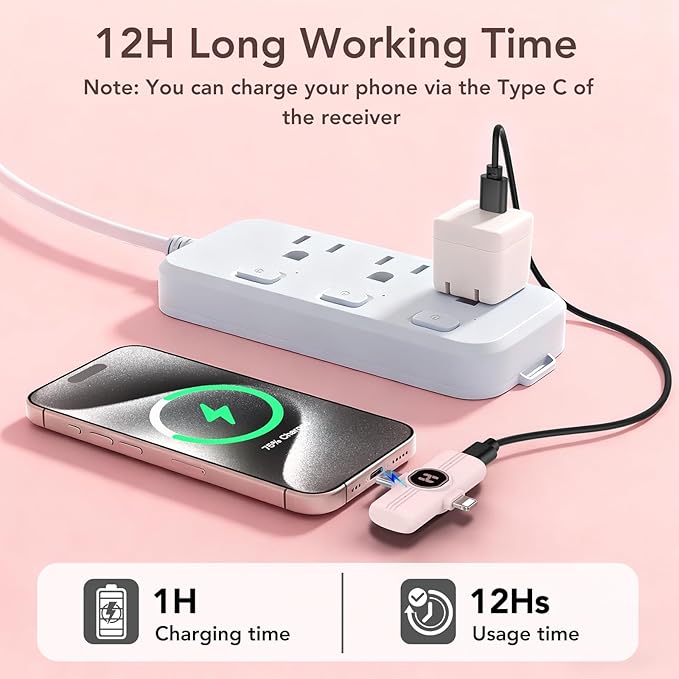 USB C Mini Wireless Lavalier Microphone for iPhone 15 16, iOS and Android Devices - Noise Reduction Lapel Mic for Recording, Clip Omni Lav Mic for Video Recording, Tiktok, Youtube, Vlog (Pink)