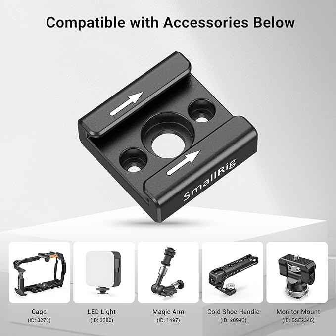 SmallRig Cold Shoe Mount (2pcs Pack) with 1/4"-20 Thread for Camera Cage Flash LED Monitor Microphone - 2060