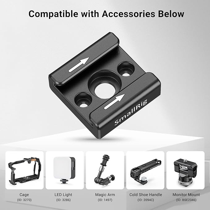 SMALLRIG Cold Shoe Mount Adapter with 1/4’’ Thread Hole for Camera and Camcorder Rigs – 1241