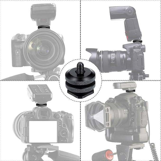 4 Pack Camera Hot Shoe Mount to 1/4"-20 Tripod Screw Adapter, Alloy Flash Shoe Mount for DSLR Camera Rig