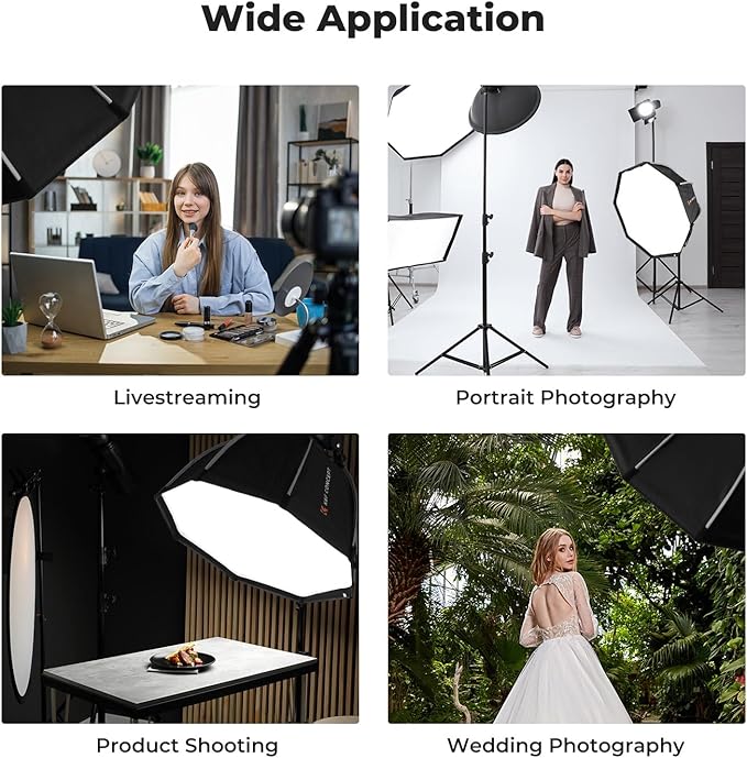 K&F CONCEPT 35''/90cm Octagonal Softbox, Quick Release Bowens Mount Softbox with Honeycomb Grid, Light Diffusers, Carrying Bag, for Photography Studio Speedlite Flash and Monolight
