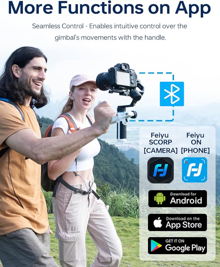 FeiyuTech SCORP Mini 2 Kit White[Official] All-in-One Camera Stabilizer 3-Axis Handheld Gimbal for Mirrorless&DSLR Camera fits Sony A7III Canon R6 Fujifilm GoPro,Smartphone,AI Track, Max 2.65lb