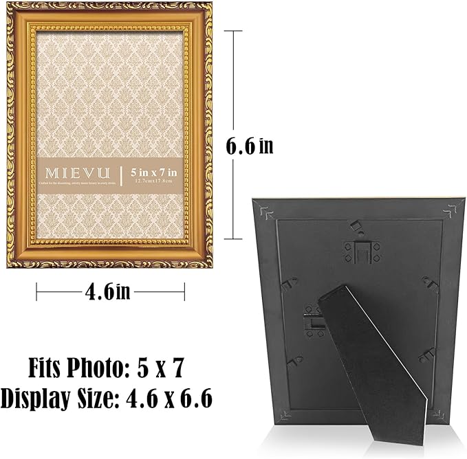 5×7in Picture Frame Gold, Picture Frames for Wall Hanging And Tabletop Display, Ornate Photo Frame for Poster,Vintage Frames,Christmas Frames,with Durable Plexiglass