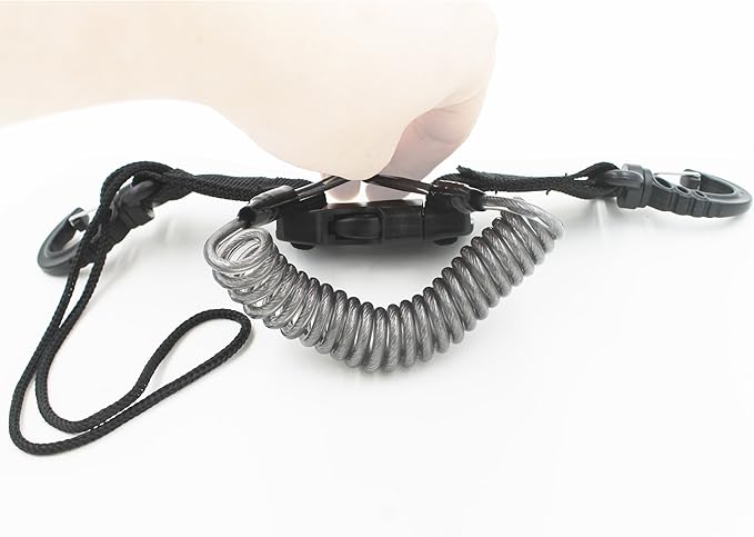 YYST One Stainless Steel Scuba Diving Lanyard Stainless Steel Spring Coiled Lanyard with Quick Release Buckle for Cameras and Dive Lights