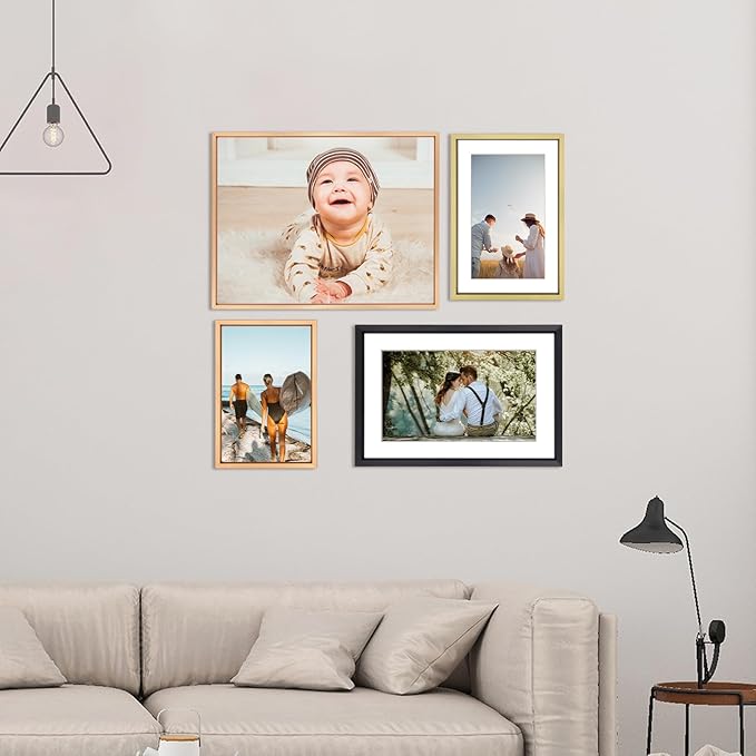 BKABOT 4x6 Picture Frame, Brass Metal Photo Frames with HD Glass, Fits 3x5 with Mat or 4 x 6 without Mat, Display for Wall and Table, 1 Pack