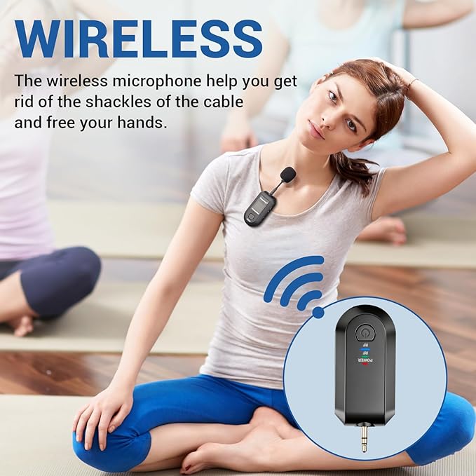 Depusheng 2.4G Wireless Microphone Headset,Lavalier and Handheld Mic 160ft Range,with 1/8''&1/4'' Plug for PA System,Voice Amplifier (lavalier Microphone)