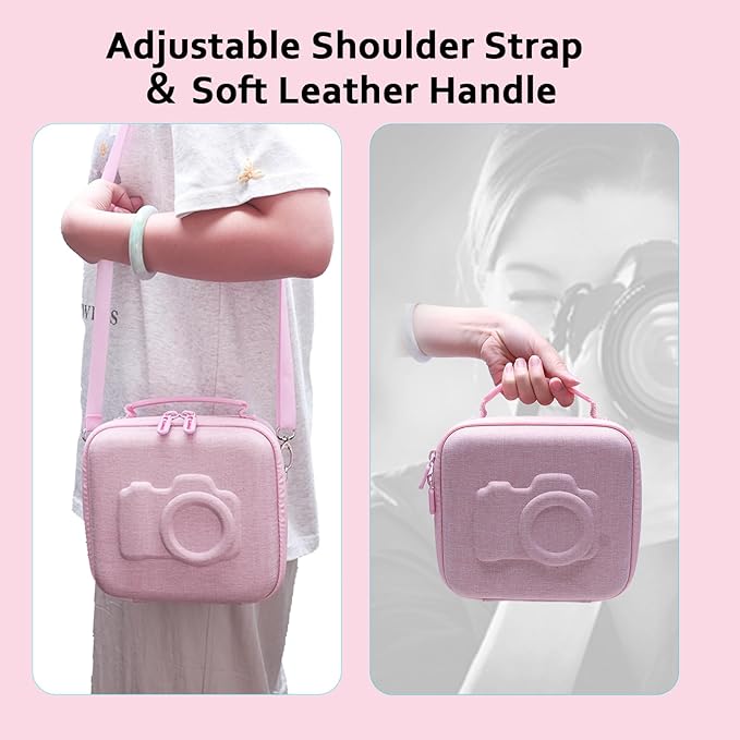 XANAD Hard Camera Case Bag Compatible with Canon EOS Rebel T7/ T100/ R50/ R50 V/RP/ R8/ R6 Mark II/ R7/ R10 DSLR Mirrorless Cameras, for Canon Sony Kodak Panasonic Nikon DSLR Mirrorless Camera, Pink