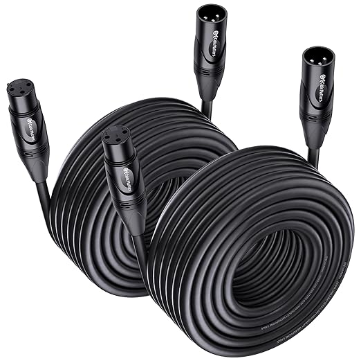 Cable Matters 2-Pack Premium Long XLR to XLR Cables - 50ft, Male to Female Microphone Cable, Oxygen-Free Copper (OFC) Mic Cord, Black