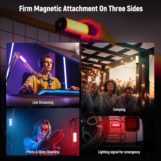 NEEWER Basic Magnetic Handheld Light Wand with Desk Tripod, 360° Full RGB Mini LED Video Tube Light Stick, 2500mAh Battery 2500-8500K Dimmable Lighting for Studio Camera Photography Recording, TL96RGB