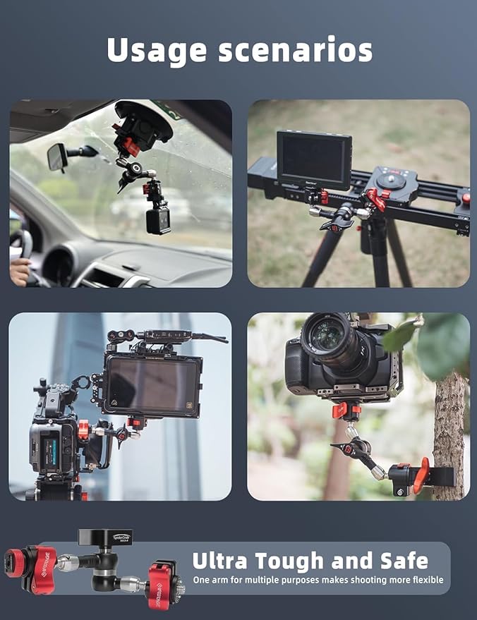 IFOOTAGE 7‘’ Magic Arm Spider Crab MA3-4, Quick Release Camera Arm Projector Mount, Payload 6KG, 1/4" and 3/8" Screw for Cameras/Monitor/Phone/Lights/Projector