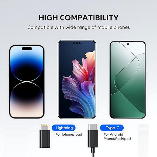 1920P HD 16.4FT Dual-Lens Endoscope with Light, Borescope Camera with 9 Adjustable LED Lights, Semi-Rigid Snake USB Type C for iPhone, Android and iOS Smartphones, iPad, Samsung. KEEMIKA