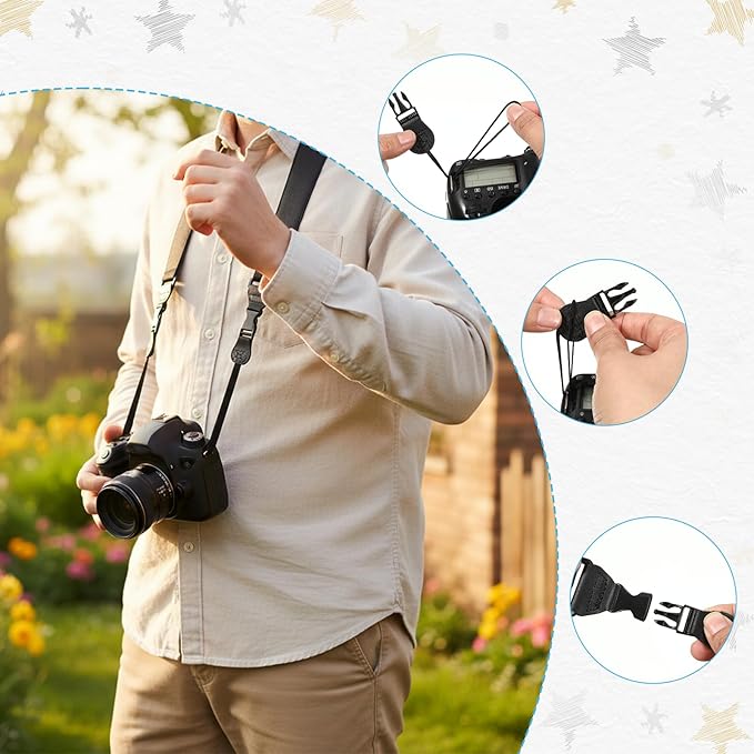 Binocular Strap Camera Shoulder Strap with Pad, 2 Sets of Quick Release Buckles, Shoulder Straps with Pad, Adjustable Between 39" to 63", Replacement Comfortable Neck Lanyard for Camera, Luggage Bag