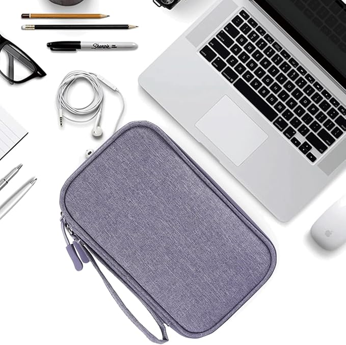Electronics Organizer Travel Bag, Small Cable Organizer Case Waterproof Accessories Pouch, Travel Electronic Carrying Case for Cable, Cord, Charger, Phone, Power Bank, Earphone (Purple)