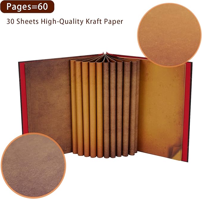 Big Size 12x12 Inch 60 Pages Scrapbook Photo Album,Our Adventure Book 3D Retro Embossed Letter Hard Cover Movie Up Travel Journal Memory Book For Couples,For Best Friend Gift