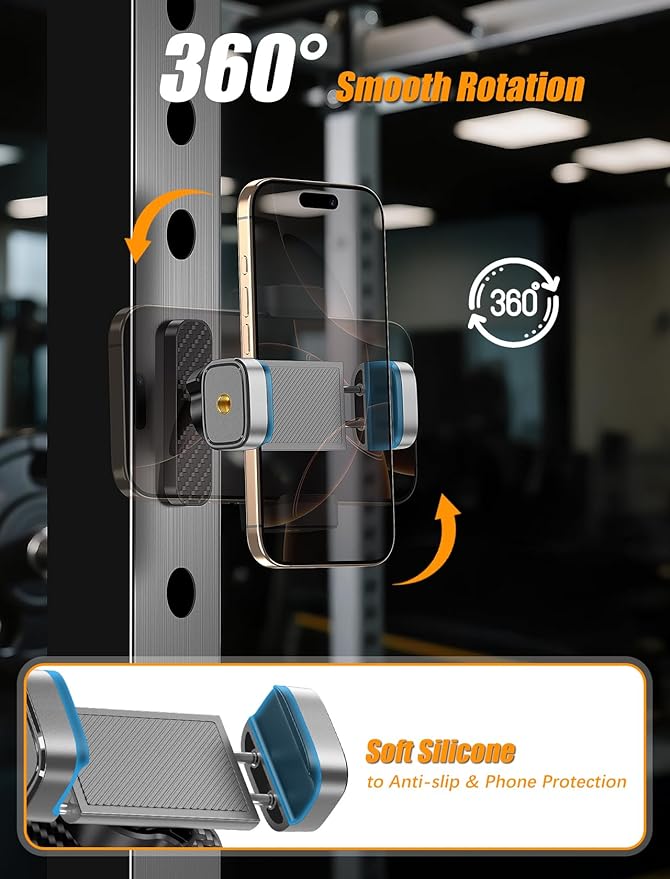 MOKPR Gym Magnetic Phone Holder【Strong Magnets】- 360 Adjustable Magnetic Phone Holders,Phone Holder Gym Accessories for Men Women Compatible with All Phones