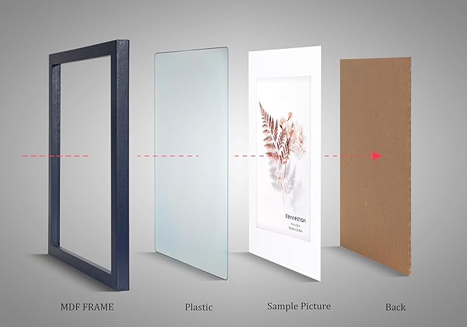 kennethan 8x10 Picture Frame Navy Blue 4 Pcs in 1 set Frame can Display 5x7 Picture with Mat or 8x10 Without Mat on the Wall or Table