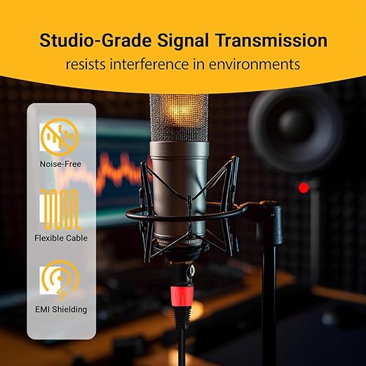 XLR Cables 25ft 6 Pack,XLR Male to Female Microphone Cables,3-Pins Gold-Plated Mic Cable with OD6.0mm Jacket,Stage-Grade for Studio/DJ/Podcast/Mixers/Mics/PA Systems