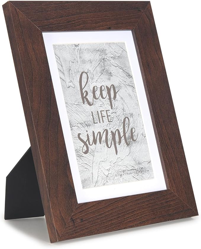 kennethan Dark Brown Picture Frame - 5x7, Displays 4x6 with Mat or 5x7 Without Mat - Wall Mountable