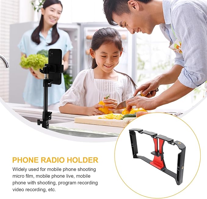 Hand-held Phone Video Stabilizer Rig with Smartphone Cage and Cold Shoe Mount for Vlogging Filmmakers, Compatible with Mobile Phones, Lightweight Portable Filming Accessory