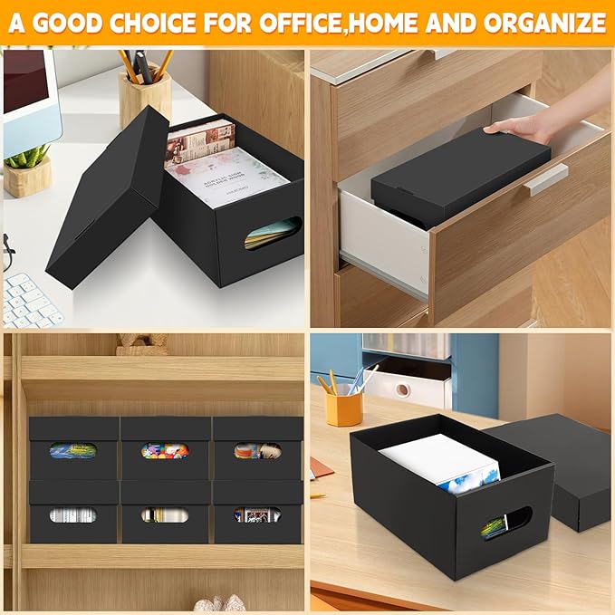 aopule 6PCS Photo Storage Box for 4"x6" Photos,10.2“ x 6.5“ x 4.7“ Picture Box Store and Protect Pictures,Documents Black