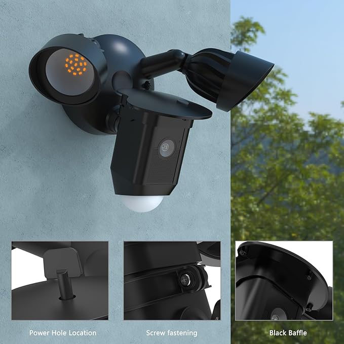 HOLACA Sun Rain Shade Camera Cover for R-ing Floodlight Cam Wired Plus (2021 Release), Black