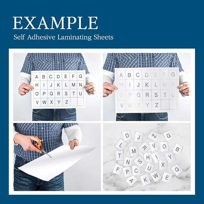 VIOLETTO Self Adhesive Laminating Sheets 12.3x17.1 inch, 20 Pack, 4mil Thickness, No-Machine Needed, QuickPeel, Instashield, Stick&GO (100 Sheets, Letter Size 4mil)