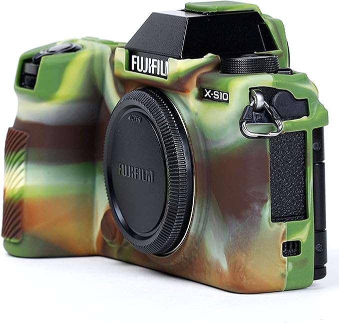 Professional Secure Silicone Camera Cases Bag Housing Rubber Body Skin for Fujifilm X-S10 Mirrorless Camera Fuji XS10 Protective Case (Camouflage)