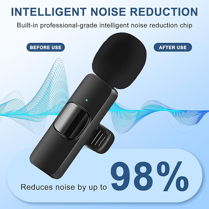 Labstandard 3-in-1 Wireless Lavalier Microphone for iPhone & Android - Studio Quality Sound with Noise Cancel, Plug & Play Mini Mic for Recording, Vlogging & Live Streaming