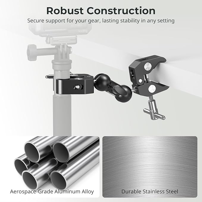 SMALLRIG Adjustable Double Clamp Mount, Dual Head 15-40mm Anti-Slip Clamp, 1.5kg Aluminum Alloy Clamp for Photography Lighting/Tripod/Studio - 5331