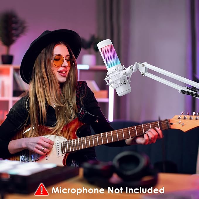 White Boom Arm for HyperX QuadCast S - White Mic Arm Compatible with Hyperx Quadcast White Microphone, Premium Microphone Boom Arm Stand by YOUSHARES