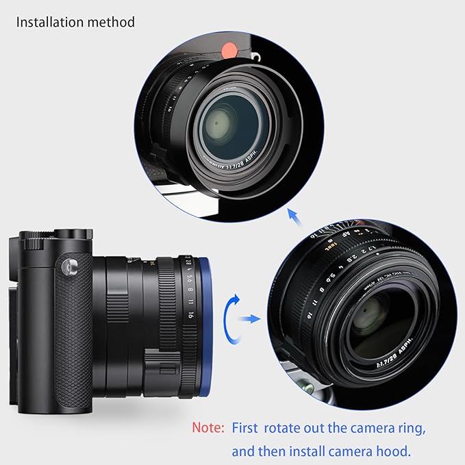 Haoge Metal Lens Hood Shade for Leica Q3 Q3 43 Q2 Q-P QP q Typ 116 Typ116 Camera Black LH-LQOB