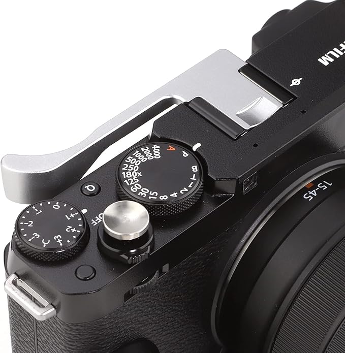 Haoge THB-X4S Hand Grip Metal Hot Shoe Thumb Up Rest for Fujifilm Fuji X-E4 Camera Silver