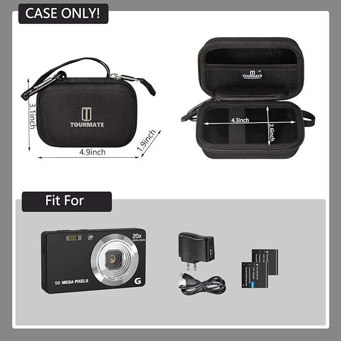 Hard Storage Case for CAMKORY/VAHOIALD/QONGUDS/Canon PowerShot 180 190/Sony DSCW800 830 Digital Camera Case Only (Black)