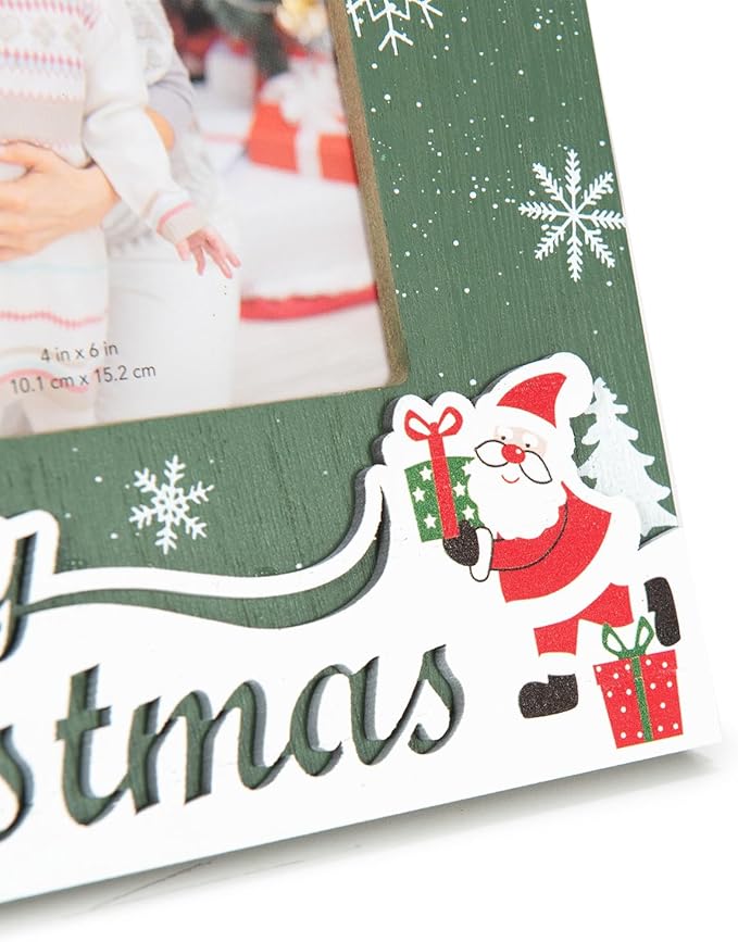 kennethan Christmas Red Frame 4x6 Picture Frame with Christmas Santa Decoration 1 Pack Wooden Frame with Glass can Display 4x6 Picture on the Table