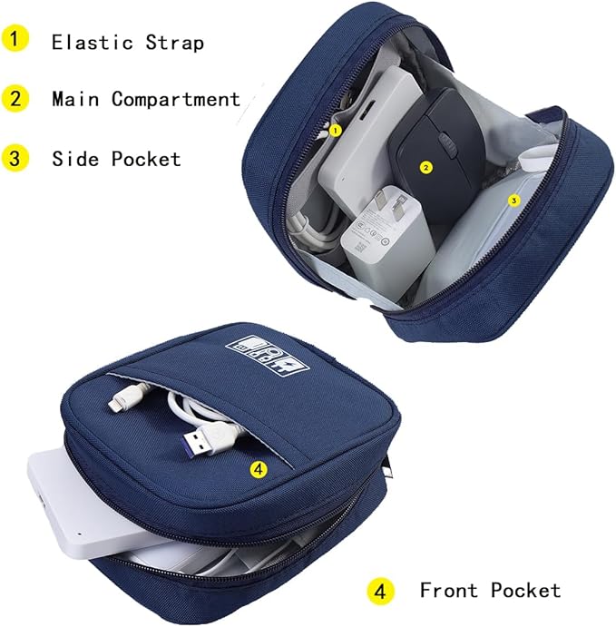 E-Tree Storage Pouch for Small Electronics and Accessories,Tech Bag,Electronic Organizer Case Compatible with MacBook Laptop Charger,Mouse,Cables,Hub,Power Bank,Earphone,Toiletries Cosmetics (Orange)