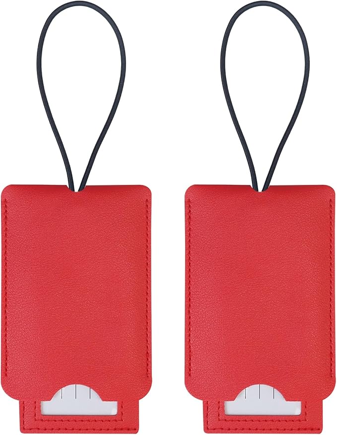Gloppie Luggage Tags Bag Tags for Suitcase PU Leather Travel Tag with Privacy Cover Red 2 Pack