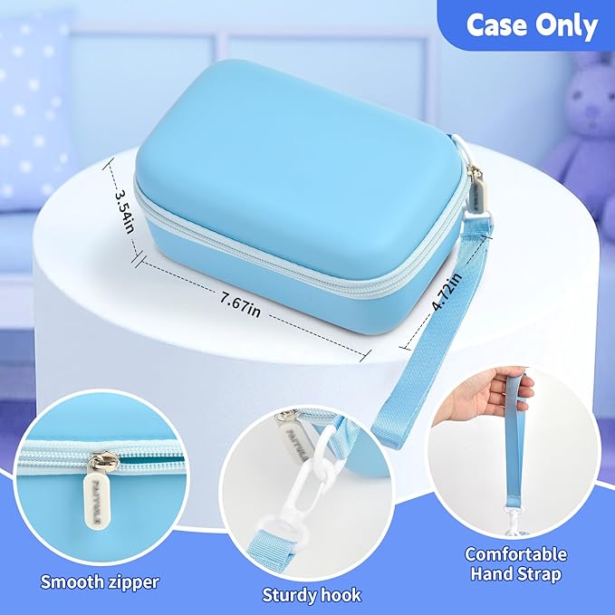 Kids Instant Print Camera Case for ESOXOFFORE Digital Video Cameras with 3 Rolls Paper Refill, Toddler Film Camera Storage Holder Bag with Mesh Pocket for Thermal Paper Accessories (Box Only)- Blue