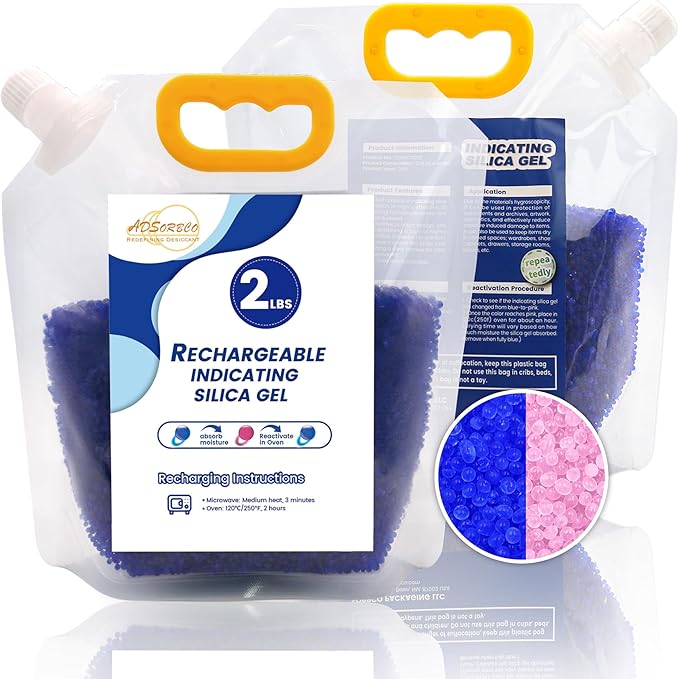 Premium Blue to Pink 3mm Silica Beads, Reusable Desiccant Bulk for 3D Filament, Electronics, Cameras, Jewelry, and Safes (Blue to Pink, 2 LBS)